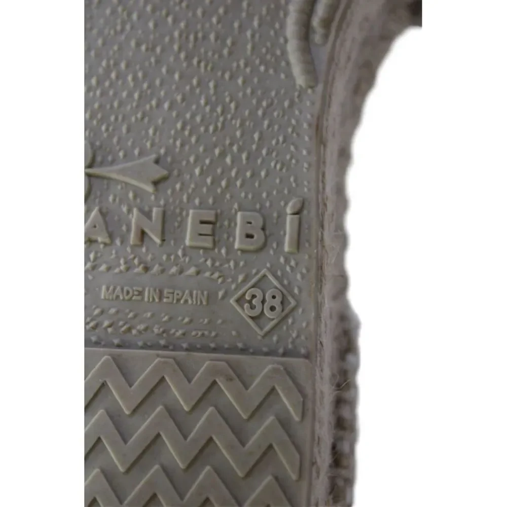 Manebi Women's Ankle Wrap Espadrille Blue Ribbon Sandals Beige Size 38 - Picture 5 of 5